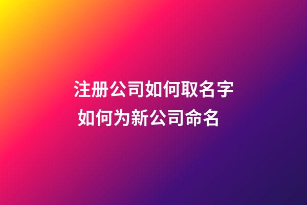 注册公司如何取名字 如何为新公司命名-第1张-公司起名-玄机派